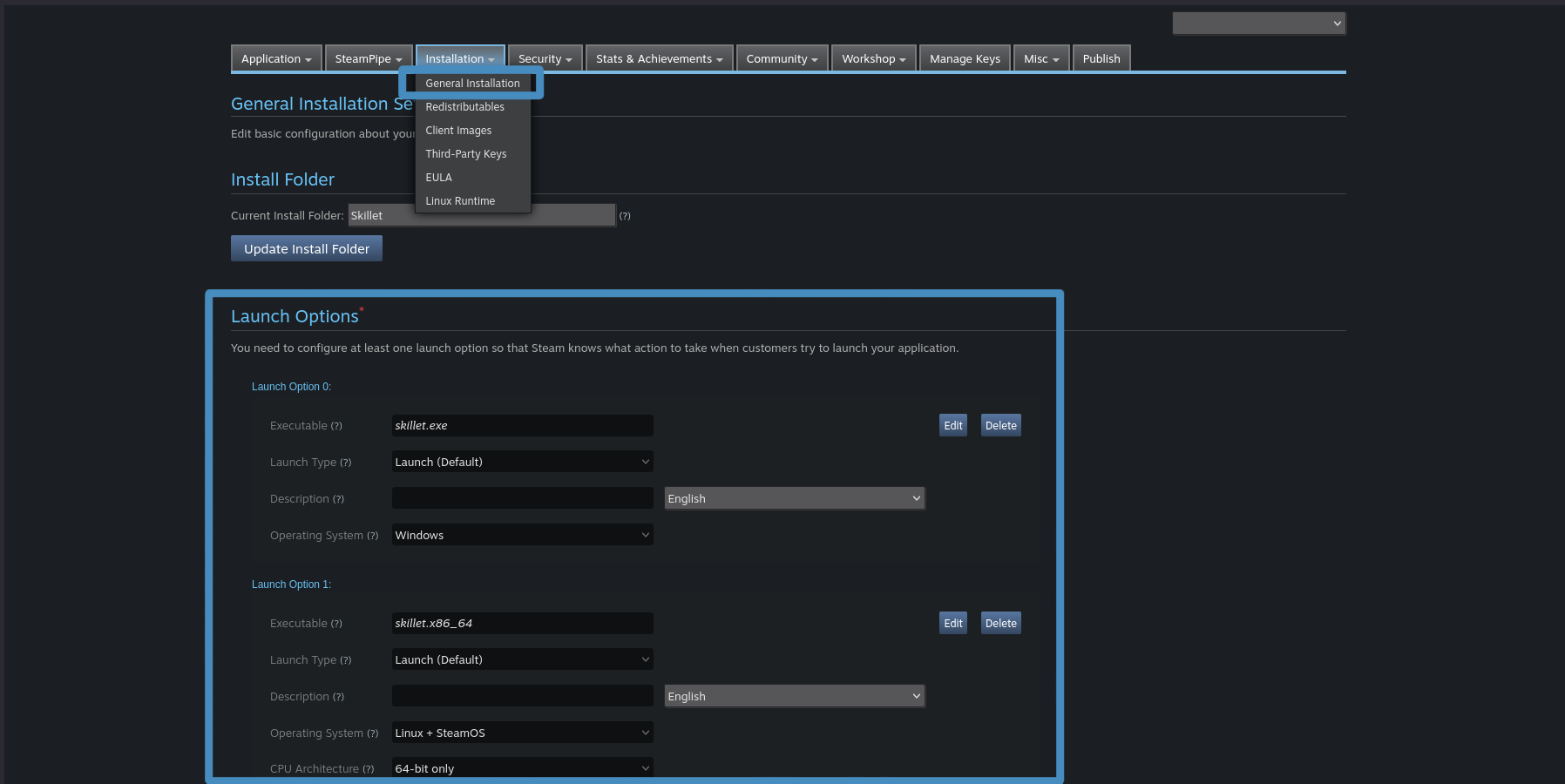 Navigate To Launch Options